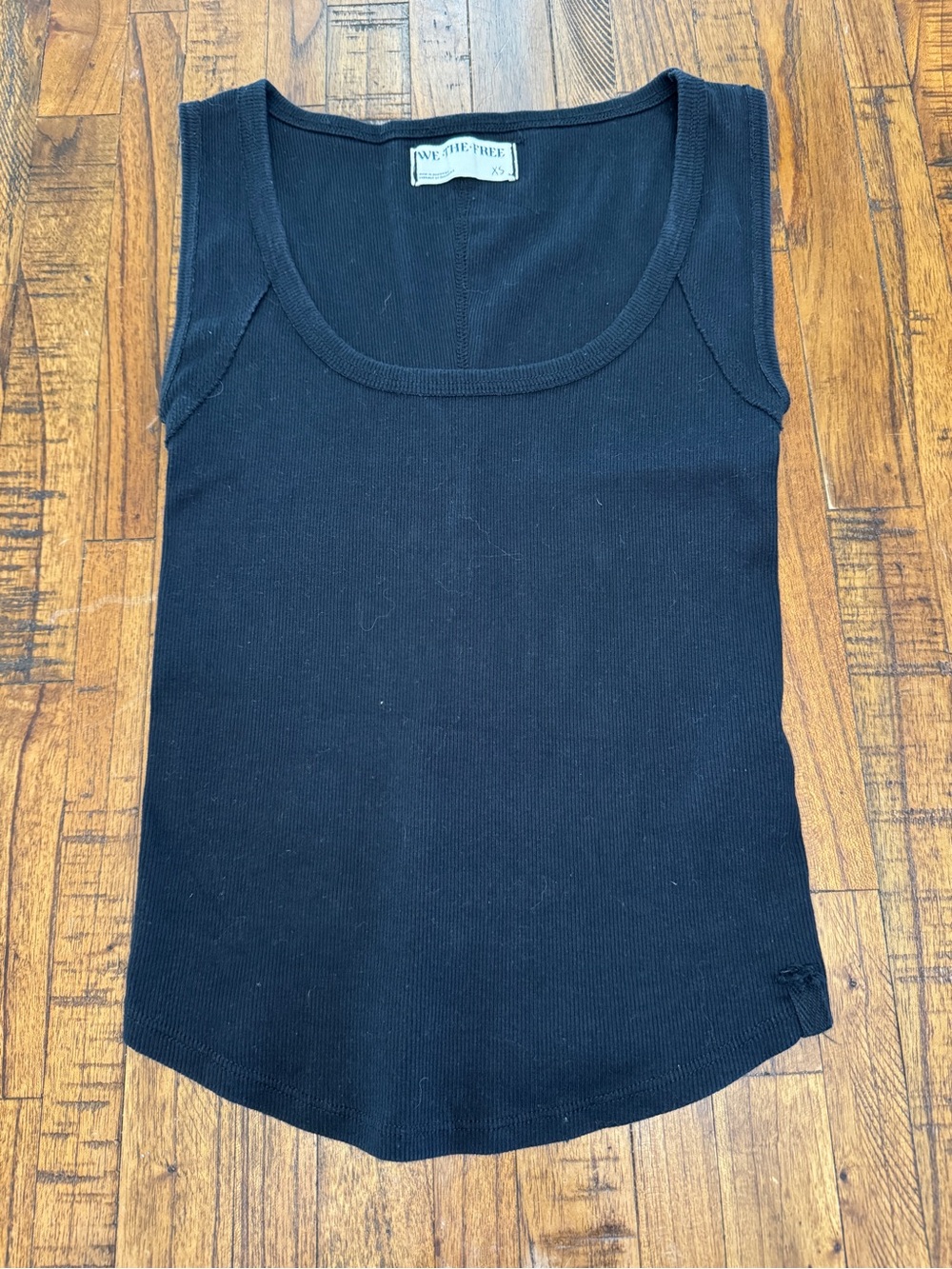 Free People Black Ribbed Scoop Neck Tank Size XS